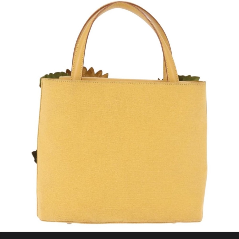 Salvatore Ferragamo Yellow Floral Appliqué Tote with Green Leaf Accents - Picture 2 of 16